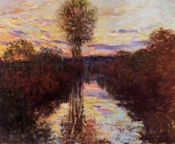 尅勞德 莫奈 The Small Arm of the Seine at Mosseaux, Evening